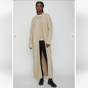 Just Female "Allow Maxi Cardigan". Open Front. Knit. Ribbed Parts. Wool, Alpaga.